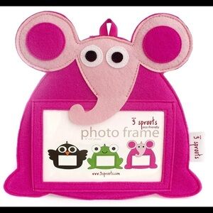 Pink Elephant felt picture frame for 5x7 photo, brand new